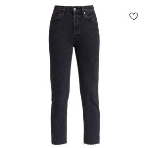 RE/DONE 90s High Rise Ankle Crop Jeans Black Stoned Noir Size 23 NWT